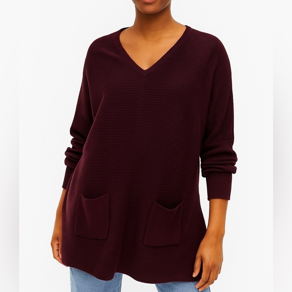 🧨 5/$25 New York & Company Women’s Ribbed V-Neck Tunic Sweater with Pockets